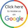 A circle with the words " click here to review us on google ".